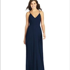 Dessy Group Criss Cross Back A-Line Maxi Dress (Midnight Blue)